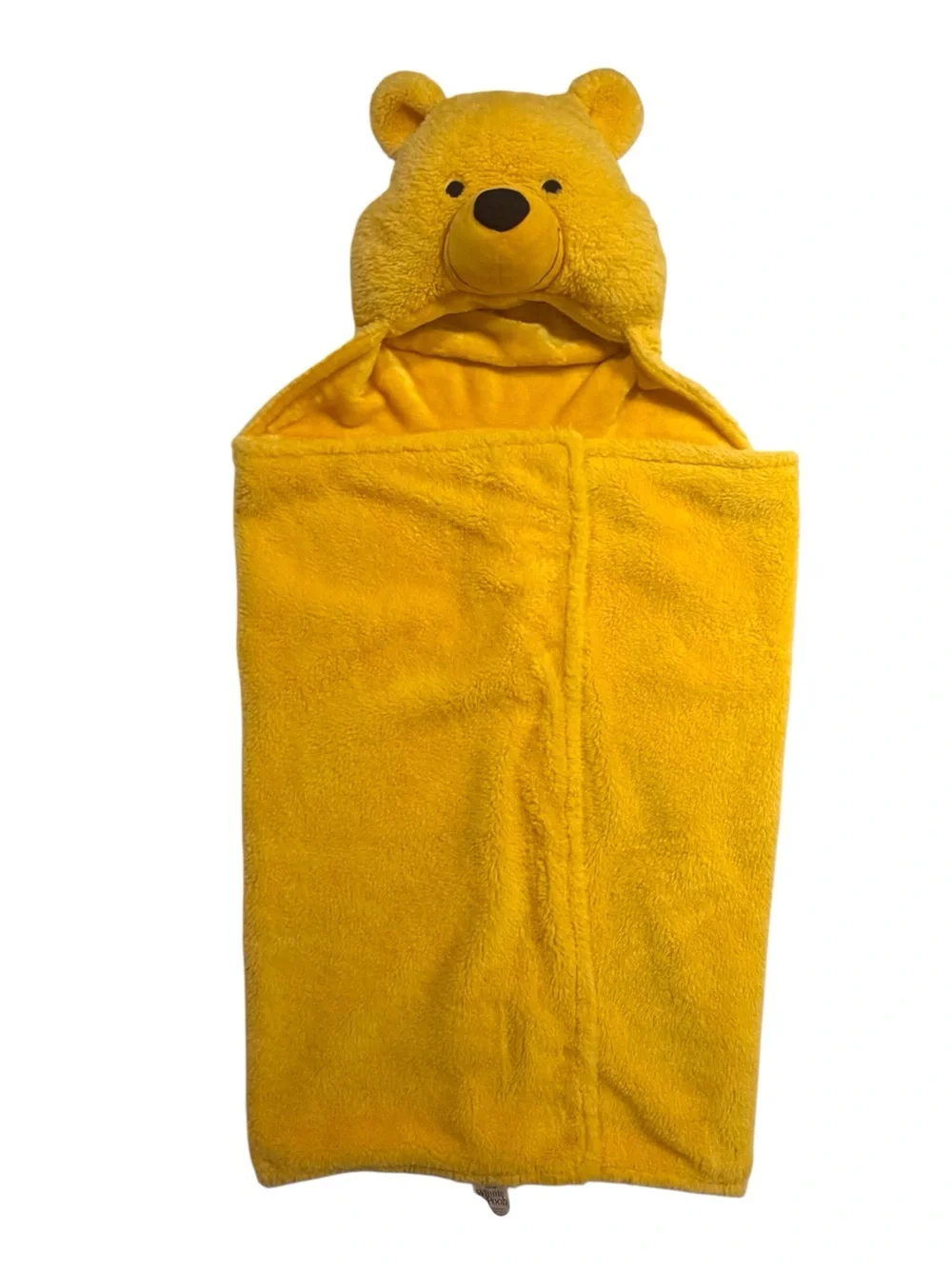 Disney Winnie The Pooh yellow plush hooded  throw blanket/wrap EUC